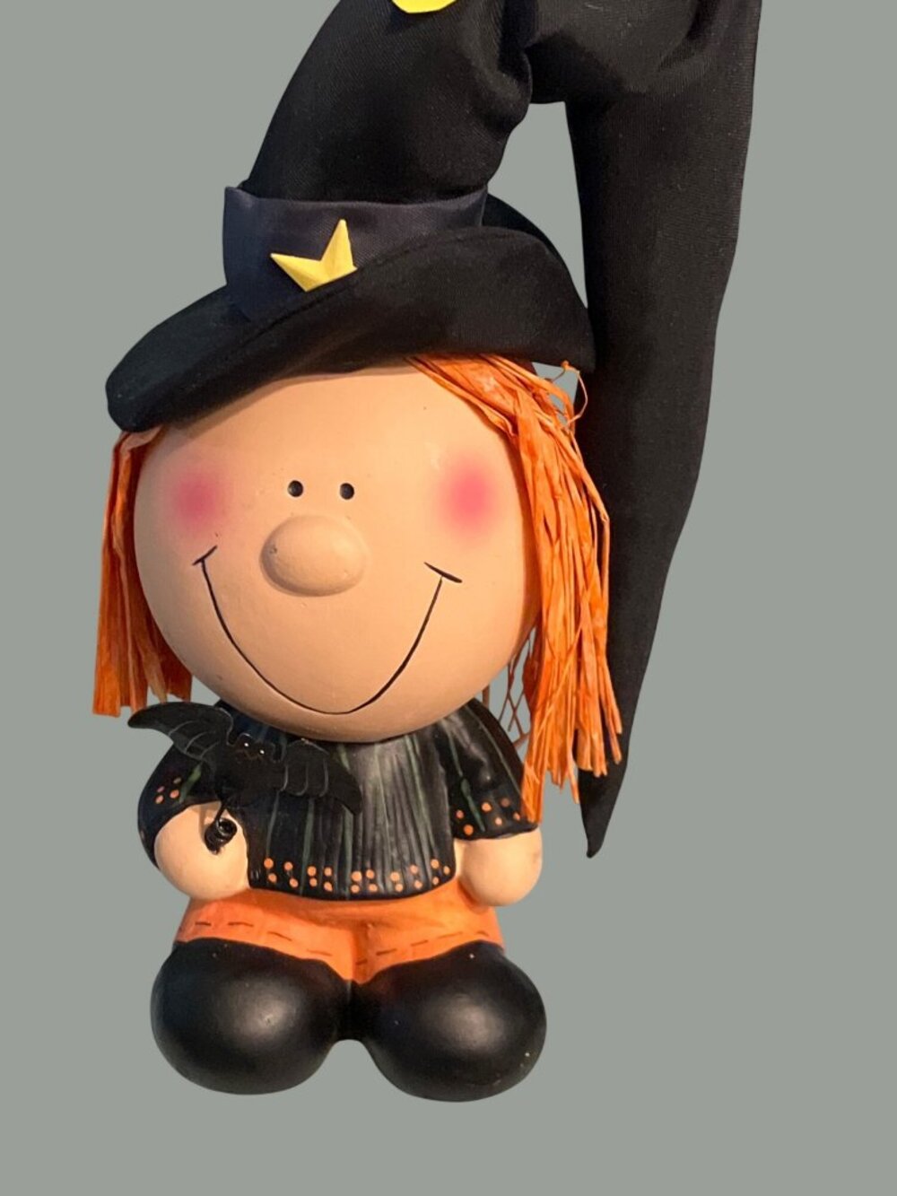 Halloween Witch Figurine With Black Hat Orange Hair By Magic Creations